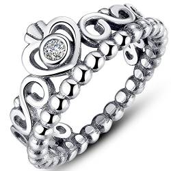 Presentski 925 Sterling Silber Herz Prinzessin Krone Modeschmuck Ring mit Stein Zirkonia für Damen Wedding von Presentski