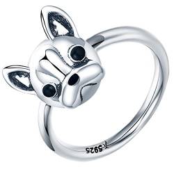 Presentski 925 Sterling Silber Hund Tier Ring Geschenk für Freund den Alltag von Presentski