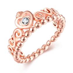 Presentski Rose Gold Kronen Ring, 925 Sterling Silber Herz Förmige Prinzessin Ring mit CZ für Damen Mädchen von Presentski