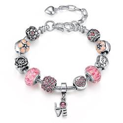 Presentski Verstellbares Armband mit Murano Charme Blumen Glasperlen Armbandanhänger für Damen Geschenk von Presentski