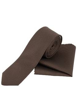 Prestije Krawatte mit Einstecktuch, schmale Krawatte, Krawatten für Herren einfarbig von Prestije