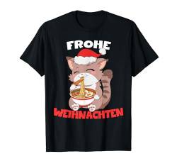 Anime Kawaii Katzengirlande Ramen Frohe Weihnachten T-Shirt von Pretees