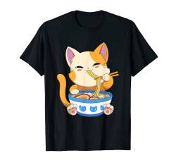 Kawaii Anime Ramen Cat Katze T-Shirt von Pretees