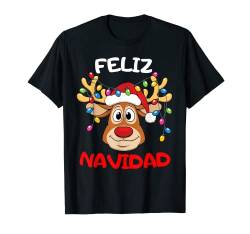 Lustiges Rentier Feliz Navidad T-Shirt von Pretees
