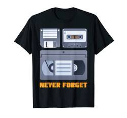 Never Forget Vintage Retro 80er 90er Jahre Grafikkassettenband T-Shirt von Pretees