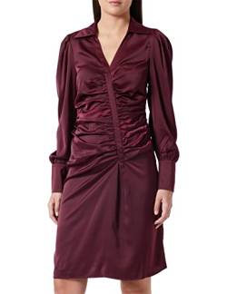 Pretty Darling Damen Weinfarbenes Satin-Hemdkleid mit gerüschten Details Lässiges Kleid, burgunderfarben, 36 von Pretty Darling
