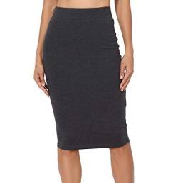 PrettyFashion Damen Midi Rock Stretch Figurbetont Business Bleistift Röcke von PrettyFashion