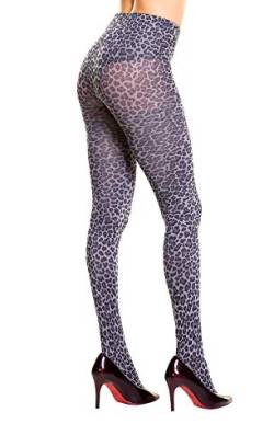 PrettyLoveHose Jacquard-Strumpfhose mit Tiermotiven Leopard (Schwarz, Leopard, Grau), grau, One size von PrettyLoveHose