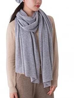 Prettystern 100% Kaschmir 200cm extra lang Damen Herren Schal Kaschmir-Tuch Cashmere Scarf Winter Stola - Hell Grau von Prettystern