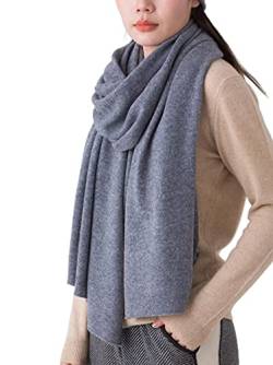 Prettystern 100% Kaschmir 200cm extra lang Damen Herren Schal Kaschmirschal Cashmere Scarf Winter Stola einfarbig - Grau von Prettystern