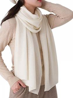 Prettystern 100% Kaschmir 200cm extra lang Damen Herren Schal Kaschmirschal Cashmere ScarfCashmere Winter Stola - ivory Creme Weiß von Prettystern