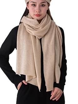 Prettystern 100% Kaschmir 200cm extra lang Damen Herren Schal Strick-Schal Cashmere Winter Stola - Beige von Prettystern