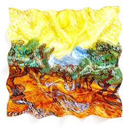 Prettystern Bandana Seide Nickituch Halstuch Malerei Kunstdrucke van Gogh Olivenbäume mit gelbem Himmel P192 von Prettystern