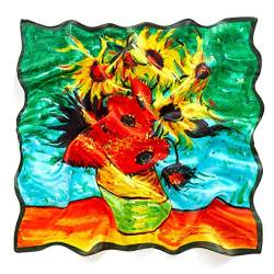 Prettystern Bandana Seide Nickituch Halstuch Malerei Kunstdrucke van Gogh Sonnenblumen rot orang grün P215 von Prettystern