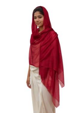 Prettystern Damen 100% Kaschmir-Stola leicht Ring Pashmina-Schal Abendkleid Schulter-Tuch XL feine Cashmere weinrot von Prettystern