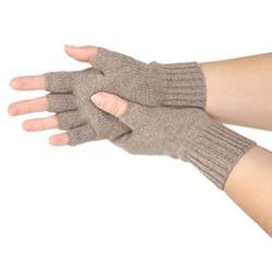 Prettystern Damen 100% Kaschmir-Wolle Halbfinger kurzfinger-handschuhe Fingerlose Fingerlinge-Handschuhe Pulswärmer Cashmere Braun von Prettystern