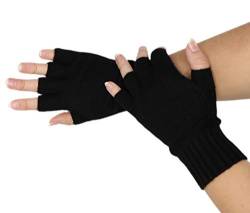 Prettystern Damen 100% Kaschmir-Wolle Halbfinger kurzfinger-handschuhe Fingerlose Fingerlinge-Handschuhe Pulswärmer Cashmere Schwarz von Prettystern