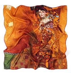 Prettystern Damen 90cm X 90cm Jugendstil Kunstdrucke golden großes Seidentuch Gustav Klimt - Adele Bloch-bauer P817 von Prettystern