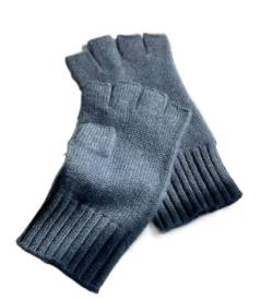 Prettystern Damen Halbfinger handschuhe ohne fingerkuppen fingerlose Pulswärmer Hand-stulpen 100% Kaschmir-Wolle Jeans-Blau von Prettystern