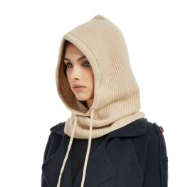 Prettystern Damen Herren 100% Kaschmir Kapuzen-Schal Loop Winter Mützen-Schal in einem warm Cashmere Balaklava Schlauch-Schal Beige von Prettystern