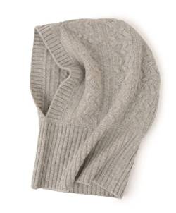 Prettystern Damen Kaschmir Kapuzen-Schal Loop Winter Mützen-Schal in einem warm Cashmere Balaklava Schlauch-Schal Zoft-Muster hellgrau von Prettystern