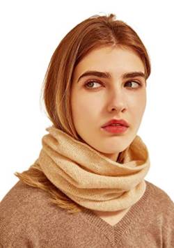 Prettystern Damen Kaschmir-Wolle Loop Schal Strick-Schal Winter Cashmere Halstuch Schlauch-Tuch warm Rund-Halstuch Beige von Prettystern