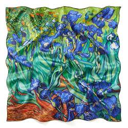 Prettystern Damen-Tuch 100% Seide Umschlagtuch bunt Kunstdruck 90cm van Gogh Schwertlilien Iris P618 von Prettystern