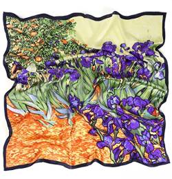 Prettystern Damen grün Seidentuch 90X90 cm Impressionismus Kunstdrucke Malerei Silk Shawl Van Gogh - Schwertlilien/Iris P962 von Prettystern