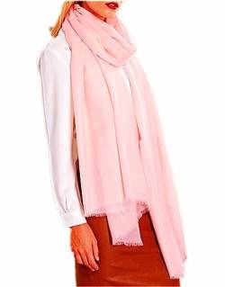 Prettystern Extra Großer Damen Stola fein weich XXL Pashmina-Schal 100% Wolle Umschalgtuch Schulter-Tuch Wollschal Babyrosa hell-rosa von Prettystern