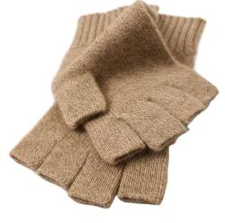 Prettystern Herren 100% Kaschmir-Wolle Halbfinger kurzfinger-handschuhe Fingerlose Fingerlinge-Handschuhe Hand-Stulpen Cashmere hell-braun von Prettystern