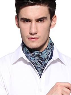 Prettystern Herren 100% Seide Satin Bandana Nickituch Halstuch 53 cm 100% Seide Satintuch Blau Paisley 3. von Prettystern