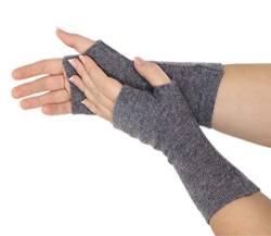 Prettystern reine Kaschmir Cashmere Pulswärmer Hand-Stulpen handgelenk-wärmer Damen Fingerlose wrist warmers Handschuhe Dunkel-Grau von Prettystern