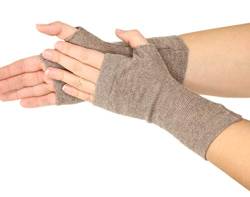 Prettystern reine Kaschmir Cashmere Pulswärmer Hand-Stulpen handgelenk-wärmer Damen Fingerlose wrist warmers Handschuhe -Wolle Braun von Prettystern