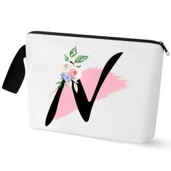 Initial Monogramm personalisierte Make-up-Tasche, tragbare Kosmetiktasche, Kulturtasche, Reisetasche, Geburtstagsgeschenke für Frauen Mädchen, personalisierte Kosmetiktasche für Mutter, Lehrer, von Prettyui