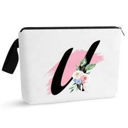 Initial Monogramm personalisierte Make-up-Tasche, tragbare Kosmetiktasche, Kulturtasche, Reisetasche, Geburtstagsgeschenke für Frauen Mädchen, personalisierte Kosmetiktasche für Mutter, Lehrer, von Prettyui