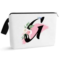 Initial Monogramm personalisierte Make-up-Tasche, tragbare Kosmetiktasche, Kulturtasche, Reisetasche, Geburtstagsgeschenke für Frauen Mädchen, personalisierte Kosmetiktasche für Mutter, Lehrer, von Prettyui