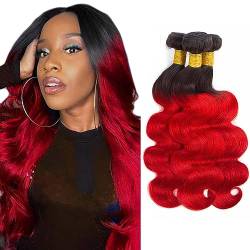 Ombre Red Bundles Body Wave Human Hair Bundles For Womeb Grade 8A Hair Weave Wet And Wavy Hiar 3 Bundles Wine Red Ombre Hair Bundles 18 20 22 imch von Preuvitu
