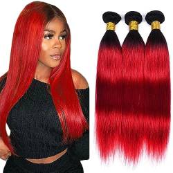 Red Bundles Ombre Straight Human Hair Bundles Grade 8A Brazilian Remy Hair Weaves Double Weft Hair Bundle Tow Tone 1BRed Red Hair Bundles 22 24 26 inch von Preuvitu
