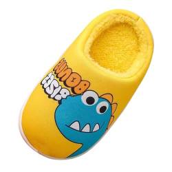 Prevently Cartoon Dinosaurier Hausschuhe Kinder Junge Slippers Winter Warmes Pantoffeln Plüsch Liner Slippers (Yellow, 28) von Prevently