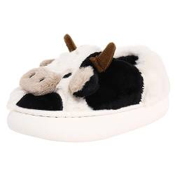 Prevently Kuh Warmes Pantoffeln Kinder Junge Mädchen Slippers Niedlich Plüsch Hausschuhe Leichte Gemütliche Winterschuhe (White, 25) von Prevently