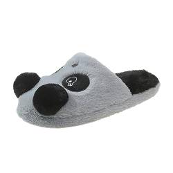 Prevently Niedliche Panda Hausschuhe Damen Herren Unisex Plüsch Pantoffeln Leichte Winter Warm Slippers Teenager (Grau, 41) von Prevently