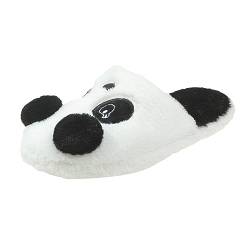 Prevently Niedliche Panda Hausschuhe Damen Herren Unisex Plüsch Pantoffeln Leichte Winter Warm Slippers Teenager (Weiß, 39) von Prevently