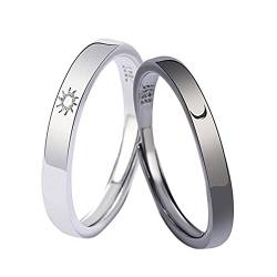 Matching Rings, Couple Ring Galvanisierter Weißer Stahl Mond und Sonnenpaarringe Paar Ring Silber Beste Freund Paarringe Sie und Ihn Promise Ring Verlobungsring Paar Ring von Prevessel