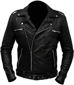 Negan Lederjacke Herren | Vintage Motorradjacke | Herren Walking Dead Jacke | Jeffrey Dean Morgan Cosplay Kostüm Gr. M, Echtes Leder von PriceRight