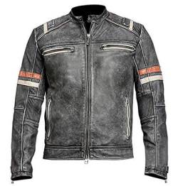 PriceRight Cafe Racer Lederjacke Herren | Used-Look Lederjacke Herren | Vintage Motorradjacke Cafe | Herren Cafe Racer Jacke | Retro Motorradjacke f?r Herren, Retro 2, XL von PriceRight