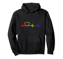 Bisexual Gay LGBTQ Rainbow Heart Regenbogen Herz Herzschlag Pullover Hoodie von Pride CSD Parade Outfit LGBT Geschenk Homo Love