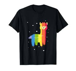 Bisexual Gay Queer Trans LGBTQ Herz Lama Regenbogen Alpaka T-Shirt von Pride CSD Parade Outfit LGBT Geschenk Homo Love