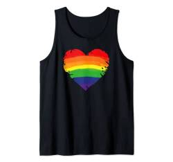 Bisexual Gay Queer Trans LGBTQ Rainbow Heart Regenbogen Herz Tank Top von Pride CSD Parade Outfit LGBT Geschenk Homo Love