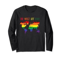 Gay LGBTQ Rainbow World Regenbogen Farben Die Welt ist bunt Langarmshirt von Pride CSD Parade Outfit LGBT Geschenk Homo Love