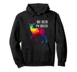 Gay Trans LGBTQ Regenbogen Hirsch Rainbow Oh deer I am queer Pullover Hoodie von Pride CSD Parade Outfit LGBT Geschenk Homo Love